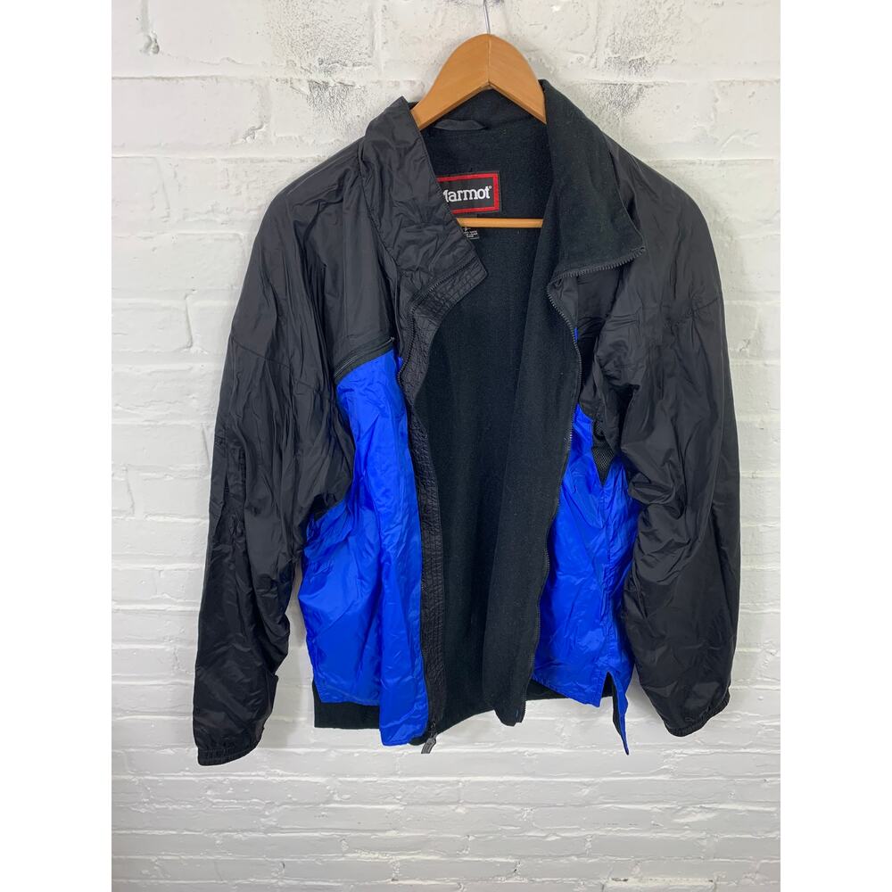 Marmot Men's Fleece-Lined Two-Tone Windbreaker Jacket Black/Blue Size Small